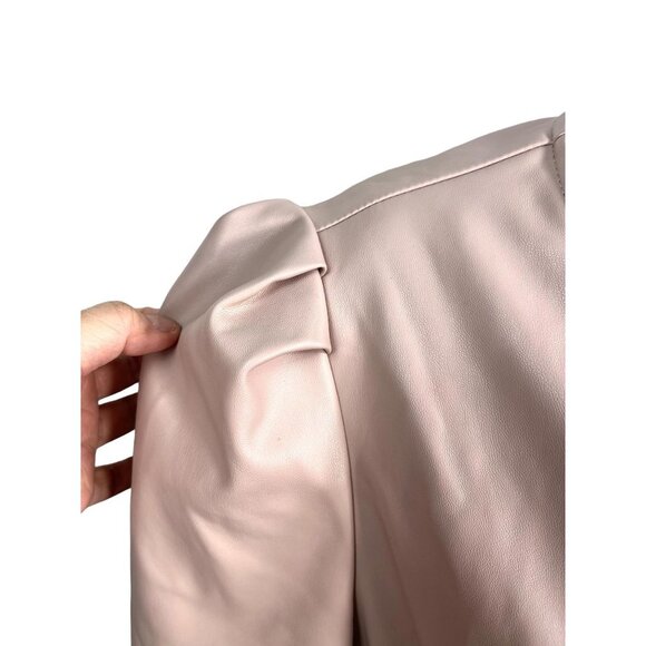 River Island faux leather belted peplum top in pink sz 6 - Picture 6 of 10